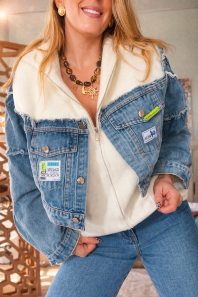 VESTE DUO DENIM HOODIE WHITE