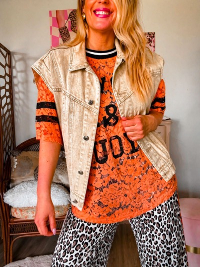 VESTE JEAN COLOREE SABLE